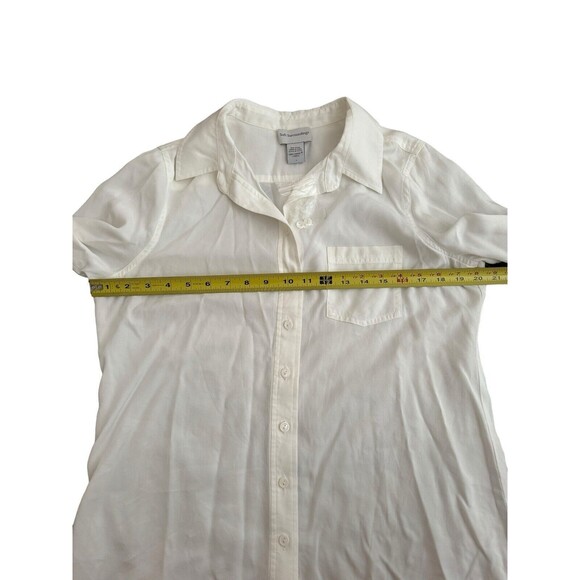 NWT Soft Surroundings White Tunic Button Front Shirt Blouse Roll Tab Sleeve S - Picture 6 of 7